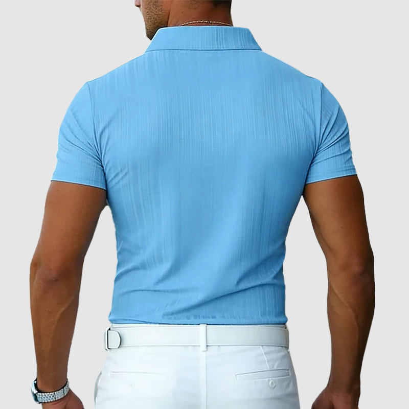 Bennett - Men’s Ribbed Button-Up Knit Polo Shirt
