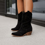 Bianca - Women's Perforated Pointed Toe Heeled Boots