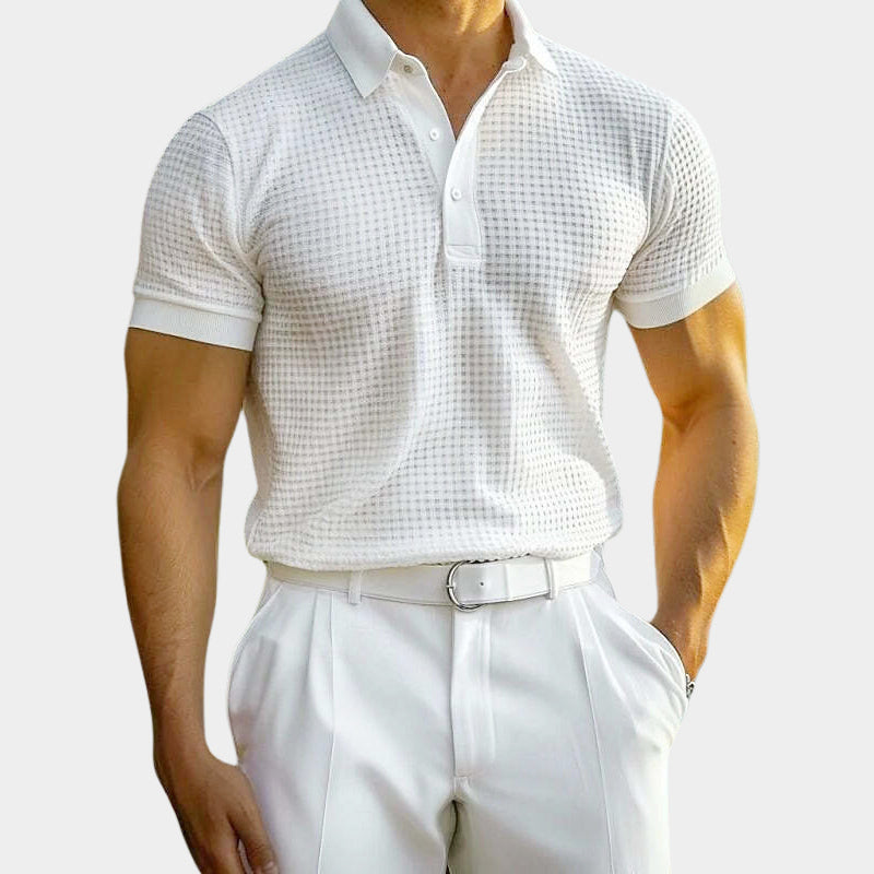 Blake - Men’s Slim Fit Waffle Knit Short Sleeve Polo Shirt