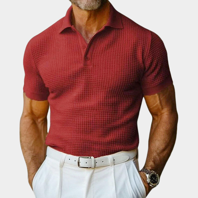 Blake - Men’s Slim Fit Waffle Knit Short Sleeve Polo Shirt