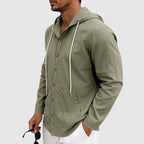 Bryan - Men’s Linen Hooded Button-Up Shirt