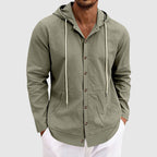 Bryan - Men’s Linen Hooded Button-Up Shirt
