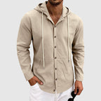 Bryan - Men’s Linen Hooded Button-Up Shirt