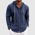 Bryan - Men’s Linen Hooded Button-Up Shirt