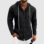 Bryan - Men’s Linen Hooded Button-Up Shirt