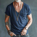 Caleb - Men’s Deep V Neck Short Sleeve Pocket T-Shirt