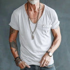 Caleb - Men’s Deep V Neck Short Sleeve Pocket T-Shirt