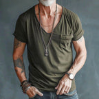 Caleb - Men’s Deep V Neck Short Sleeve Pocket T-Shirt