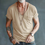 Caleb - Men’s Deep V Neck Short Sleeve Pocket T-Shirt