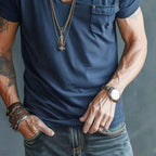 Caleb - Men’s Deep V Neck Short Sleeve Pocket T-Shirt