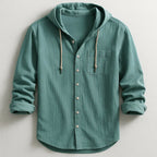 Calvin - Men’s Casual Cotton Hooded Button-Up Shirt