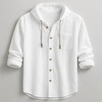 Calvin - Men’s Casual Cotton Hooded Button-Up Shirt