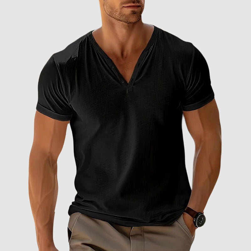 Calvin - Men’s Slim Fit V-Neck Henley Shirt