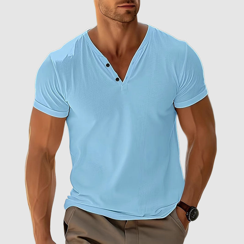 Calvin - Men’s Slim Fit V-Neck Henley Shirt