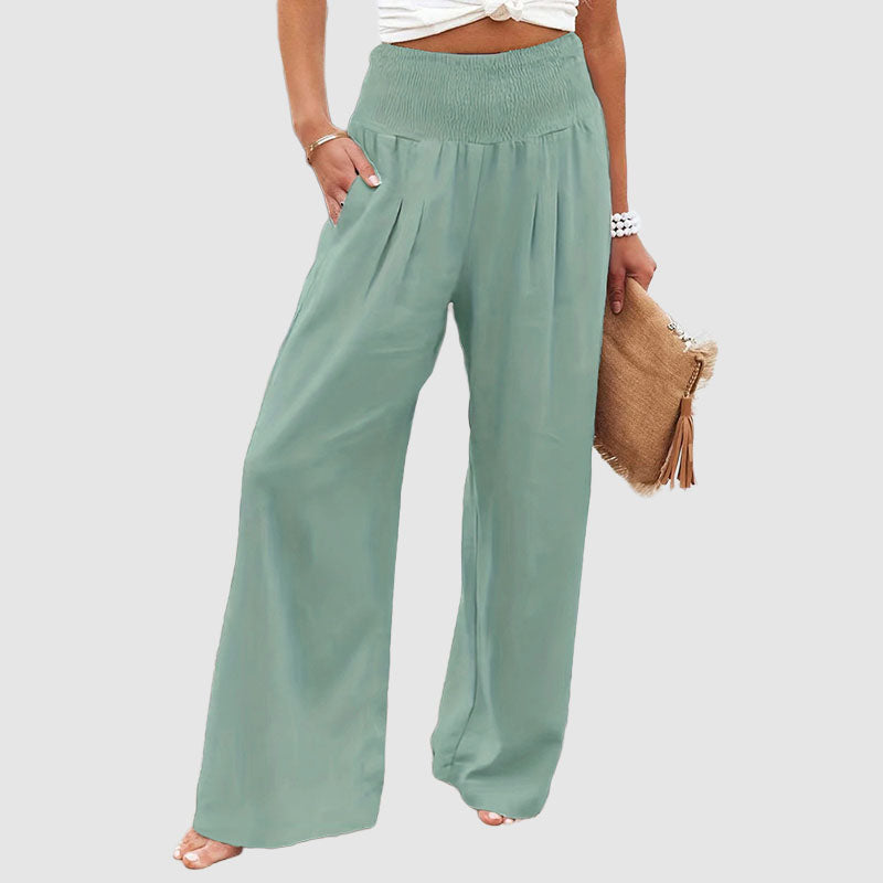 Carla - Women’s Casual Pleated Wide-Leg Pants