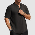 Cayden - Men’s Linen-Blend Short Sleeve Henley Shirt