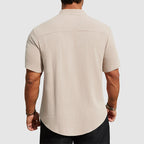Cayden - Men’s Linen-Blend Short Sleeve Henley Shirt
