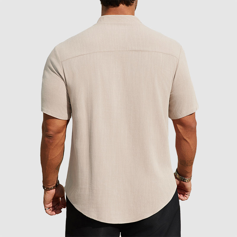 Cayden - Men’s Linen-Blend Short Sleeve Henley Shirt