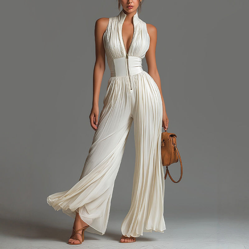 Celeste - Women’s Pleated Wide Leg Jumpsuit