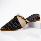 Chloe - Women’s Pointed Toe Croc Pattern Slip On Mule Flats