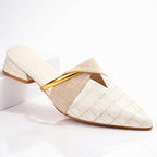 Chloe - Women’s Pointed Toe Croc Pattern Slip On Mule Flats
