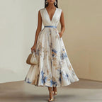 Isabella - Women’s Elegant V-Neck Floral Dress
