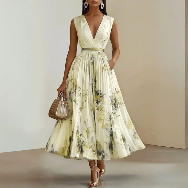 Isabella - Women’s Elegant V-Neck Floral Dress
