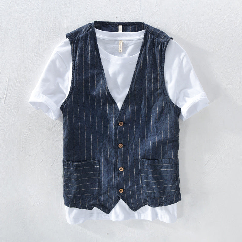 Clarence - Men’s Vintage Style Linen Pocket Vest