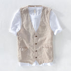Clarence - Men’s Vintage Style Linen Pocket Vest
