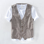 Clarence - Men’s Vintage Style Linen Pocket Vest