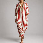 Cleo - Women's Striped Relaxed Shirt Maxi Dress