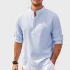 Connor - Men’s Stand Collar Button Henley Long Sleeve Shirt
