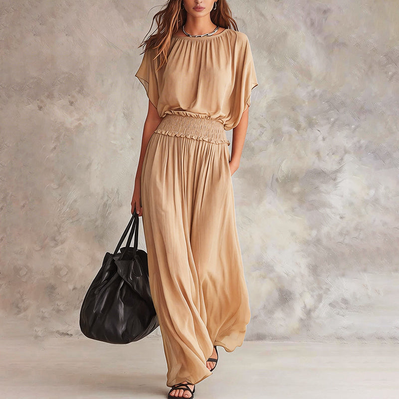 Dakota - Women's Flowing Smocked Waist Maxi Dress