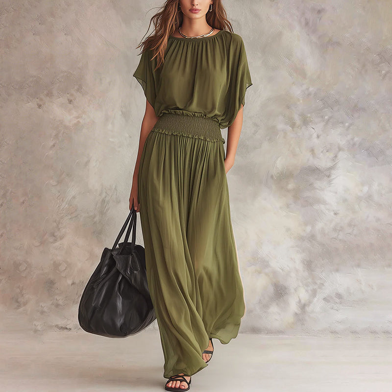 Dakota - Women's Flowing Smocked Waist Maxi Dress