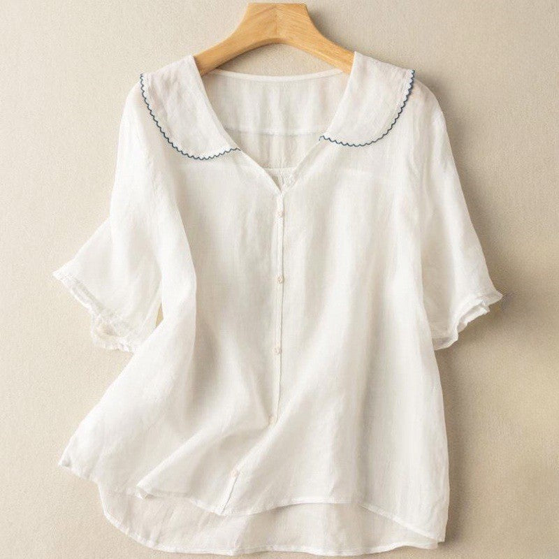 Danielle - Women’s Retro Style Scalloped Collar Button-Down