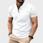 David - Men’s Short Sleeve Henley Polo with Pocket