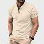 David - Men’s Short Sleeve Henley Polo with Pocket