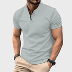 David - Men’s Short Sleeve Henley Polo with Pocket