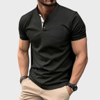 David - Men’s Short Sleeve Henley Polo with Pocket