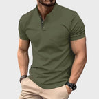 David - Men’s Short Sleeve Henley Polo with Pocket