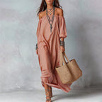 Delaney - Women's Off-Shoulder Striped Maxi Dress