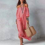 Delaney - Women's Off-Shoulder Striped Maxi Dress