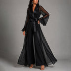 Demi - Women’s Sheer Long Sleeve Maxi Robe