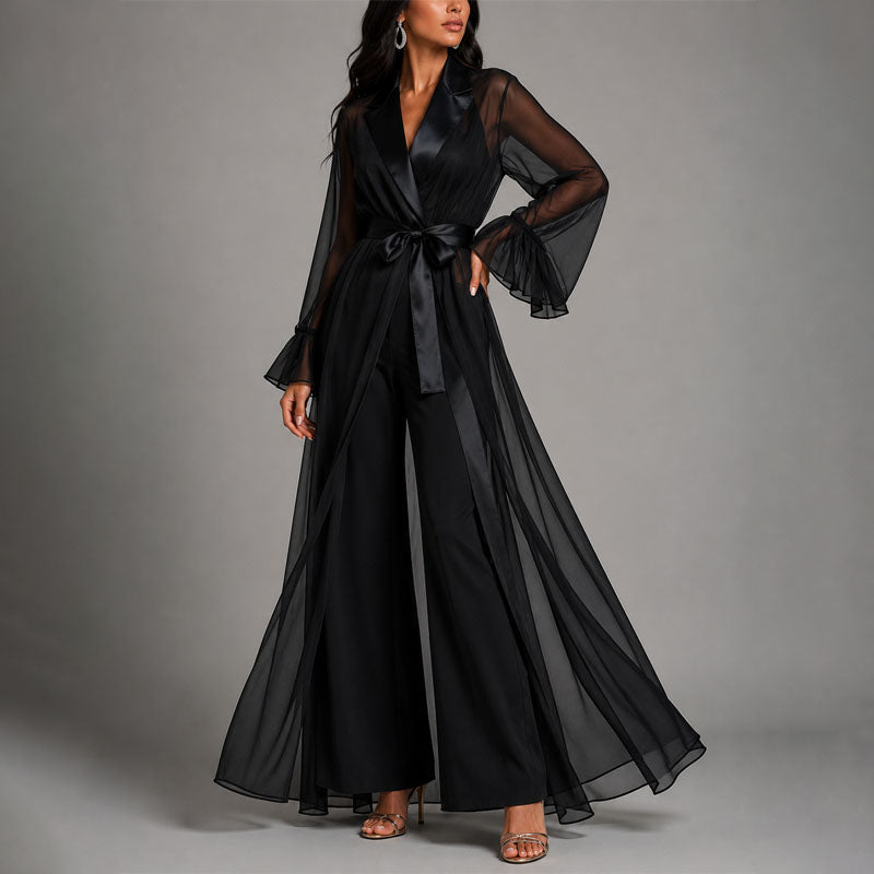 Demi - Women’s Sheer Long Sleeve Maxi Robe
