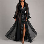 Demi - Women’s Sheer Long Sleeve Maxi Robe