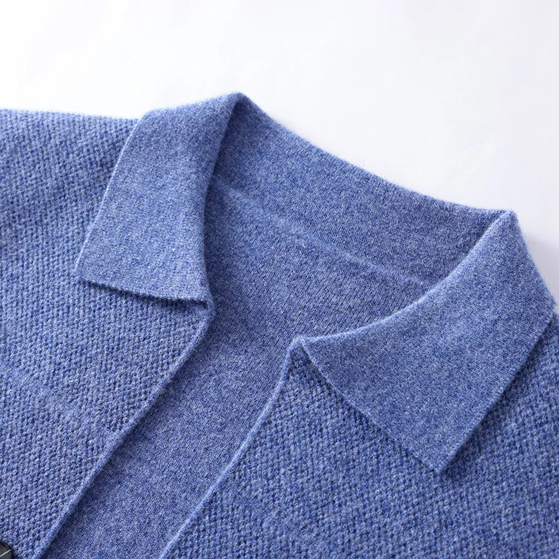 Dominik - Men's Collared Merino Wool Cardigan with Button Closure
