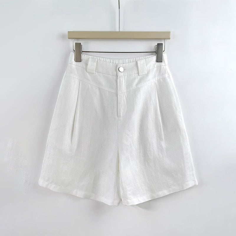 Drew - Women's Pleated Linen-Feel Tailored Shorts