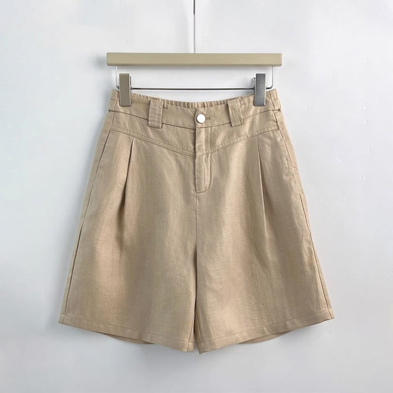 Drew - Women's Pleated Linen-Feel Tailored Shorts