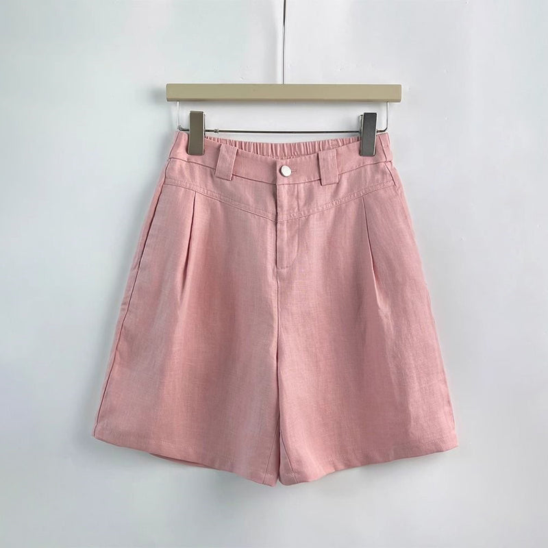 Drew - Women's Pleated Linen-Feel Tailored Shorts
