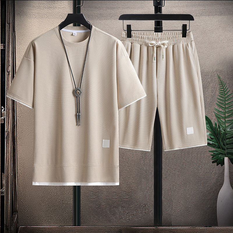 Dylan - Men’s Casual Ribbed T-Shirt and Shorts Set